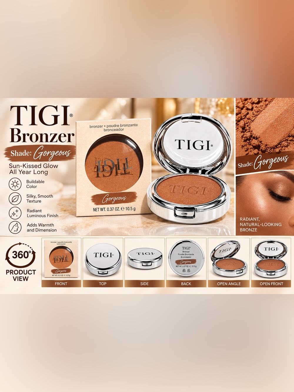 TIGI Gorgeous Bronzer Compact — Shimmering Brown